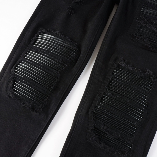 100_710a27bd-7828-42b1-9d87-8bcdb777d89c Amr Black Patch Ripped Jeans