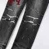 Amr Staggered Red Logo Jeans