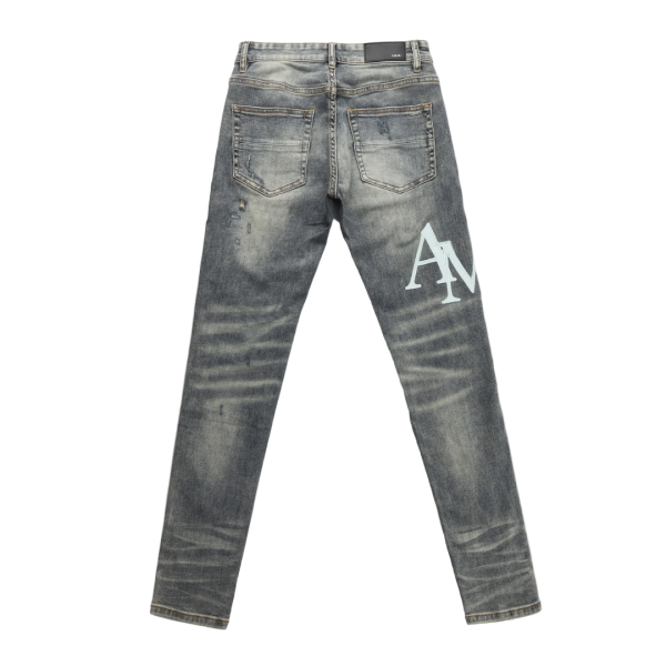 Amr Staggered Grey Blue Jeans