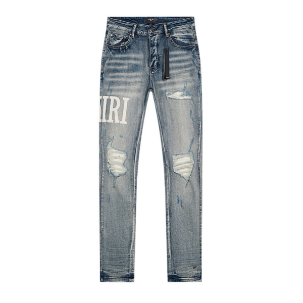 Amr White Logo Jeans