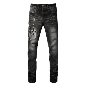 Amr Staggered Black Jeans